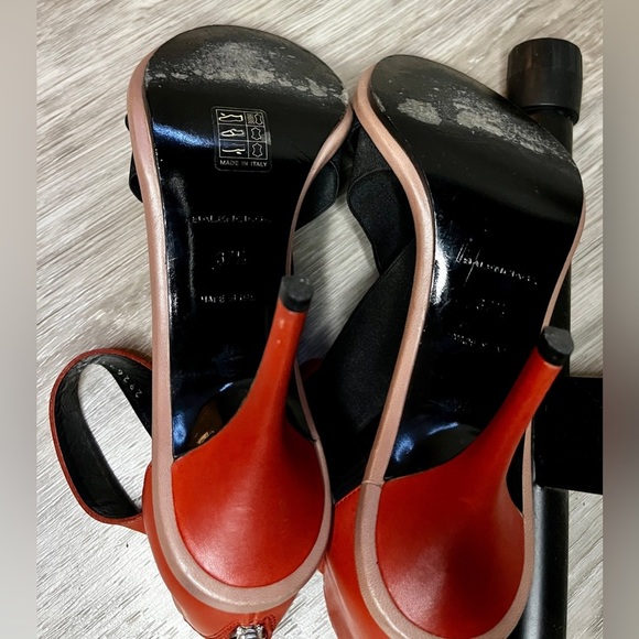 BALENCIAGA Neoprene Leather Crisscross Sandals Open Toe Red Black 6.5 $1000 - Picture 4 of 5